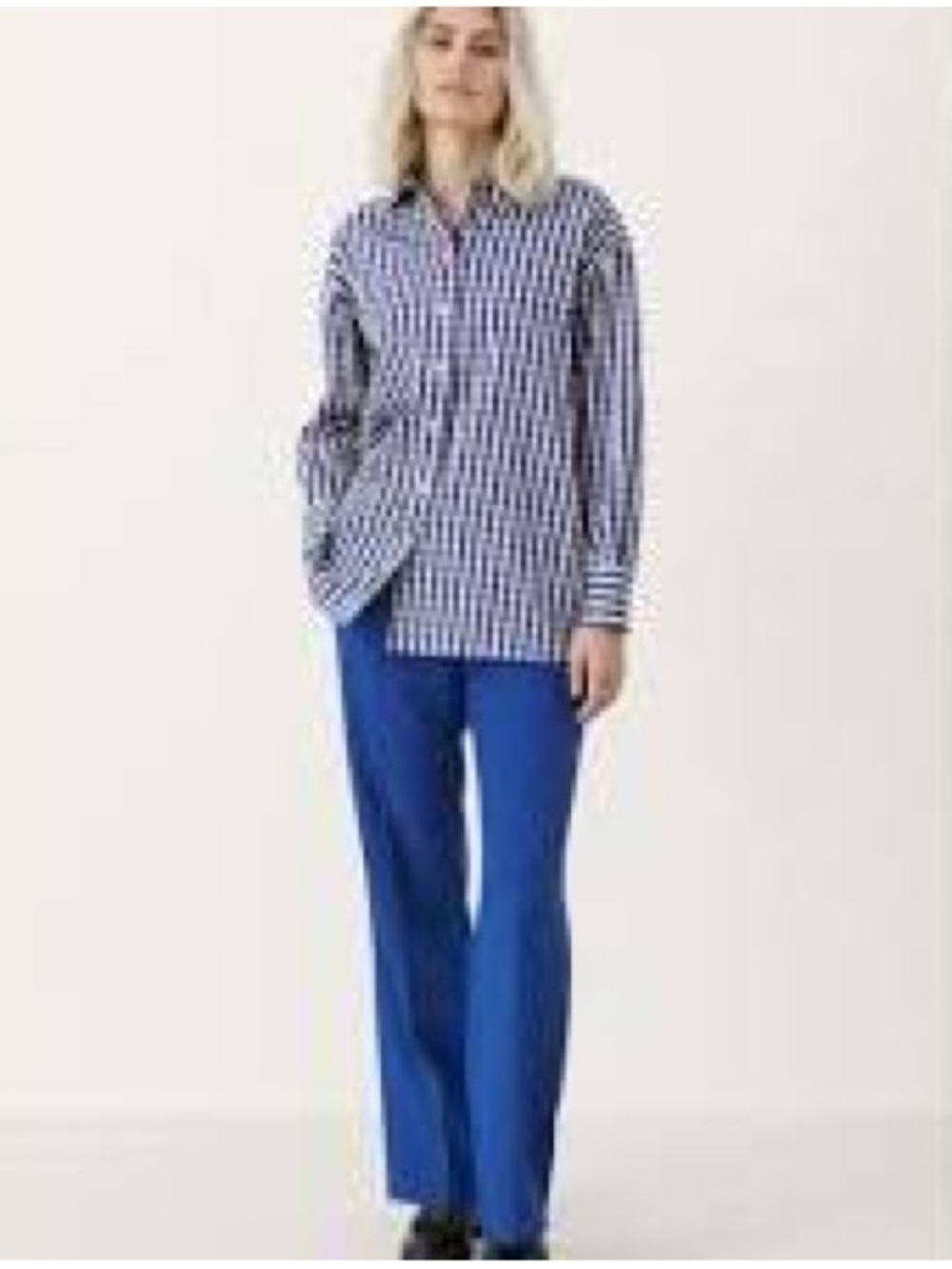 Part Two Regan Gingham Button Oversized Blouse Size 10